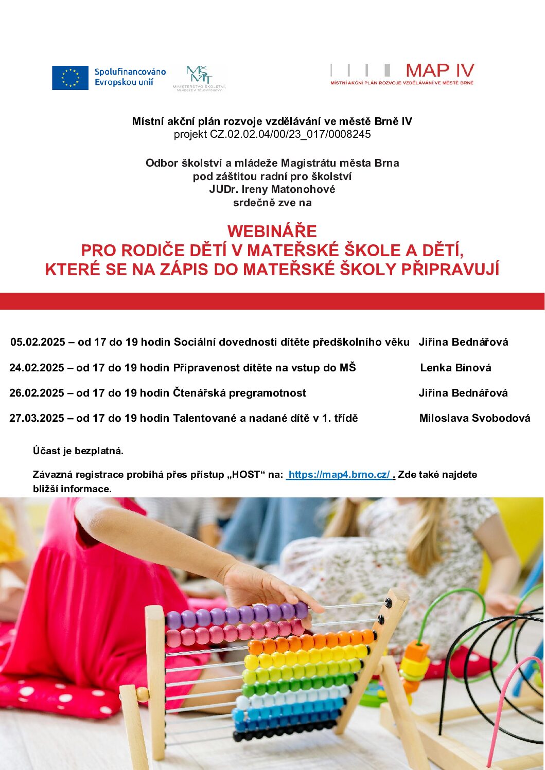 Webináře pro rodiče dětí v MŠ