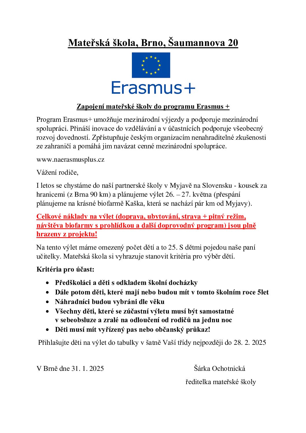 Kritéria Erasmus+