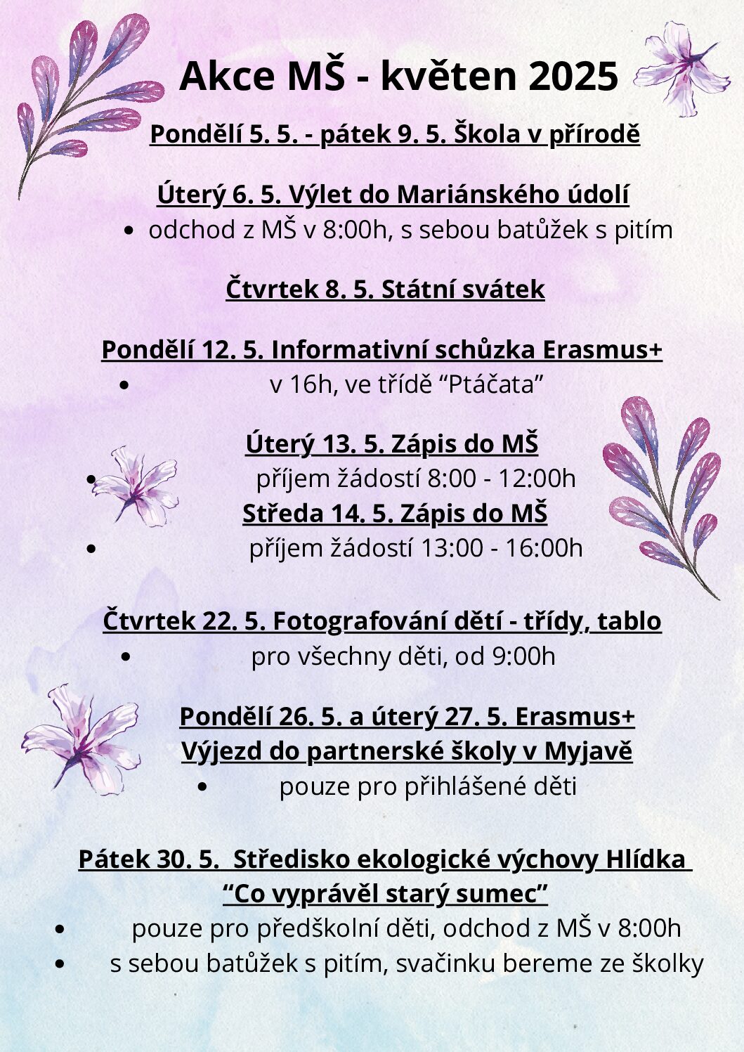 Akce MŠ – květen 2025